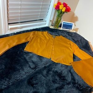 Brown bell bottom sleeve crop top